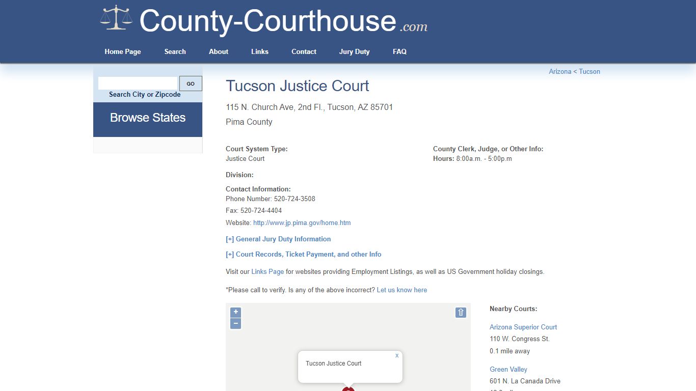 Tucson Justice Court in Tucson, AZ - Court Information